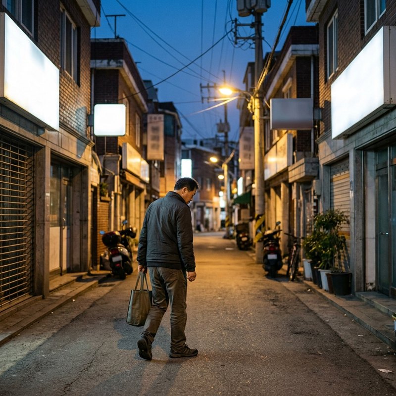 일을 마치고 돌아가는 저녁 골목