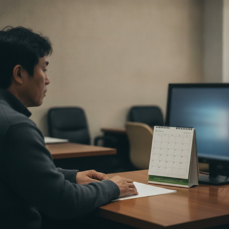 달력에 표시된 날짜를 확인하는 모습